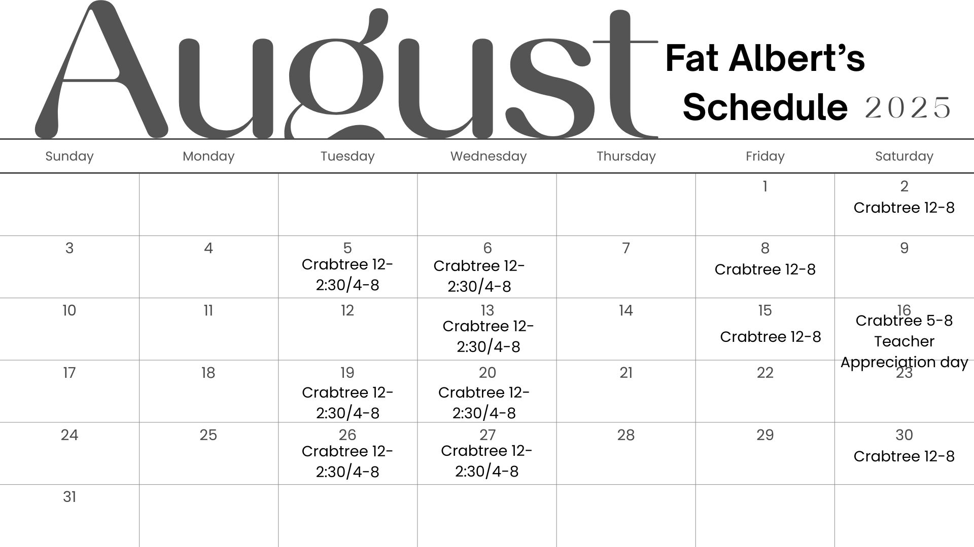 June 2025 food truck schedule