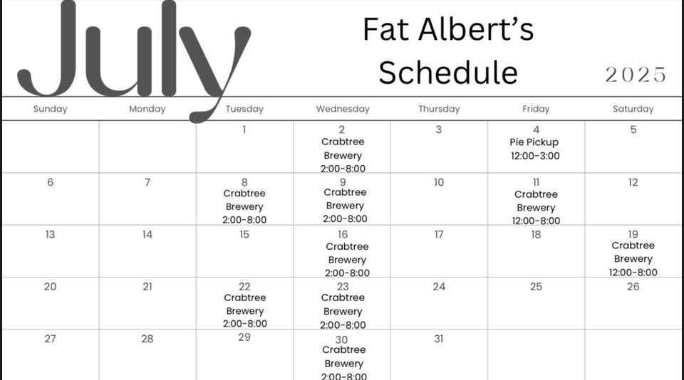 June 2025 food truck schedule